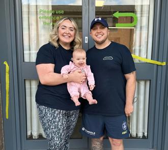 Karen, James and Navy Bingle celebrating opening their Baby Sensory business in one of our Commercial units.