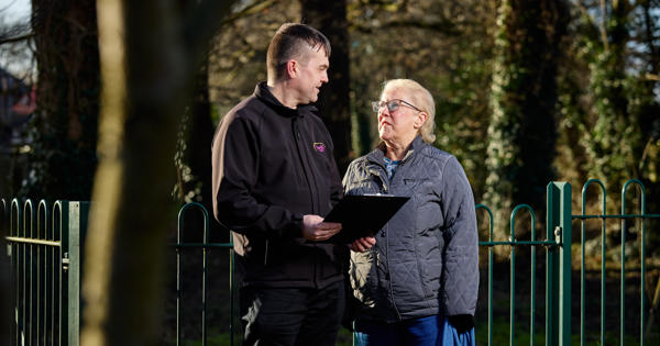 WDH employee talking to a tenant